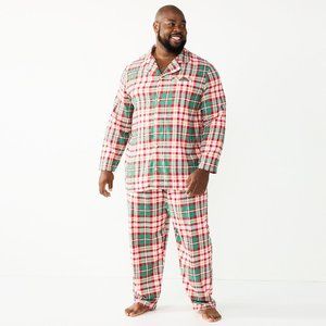 Mens L Jammies For Your Families Joyful Celebration Green Plaid Flannel PJ NWT